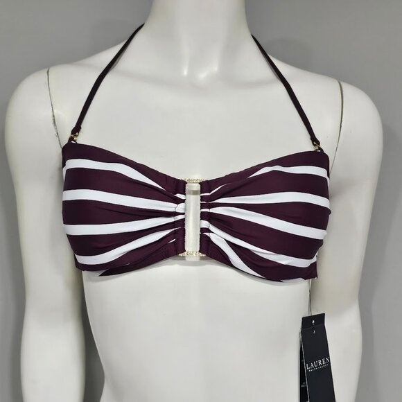 Lauren Ralph Lauren Striped Ring Bandeau Bikini Top - Picture 2 of 9